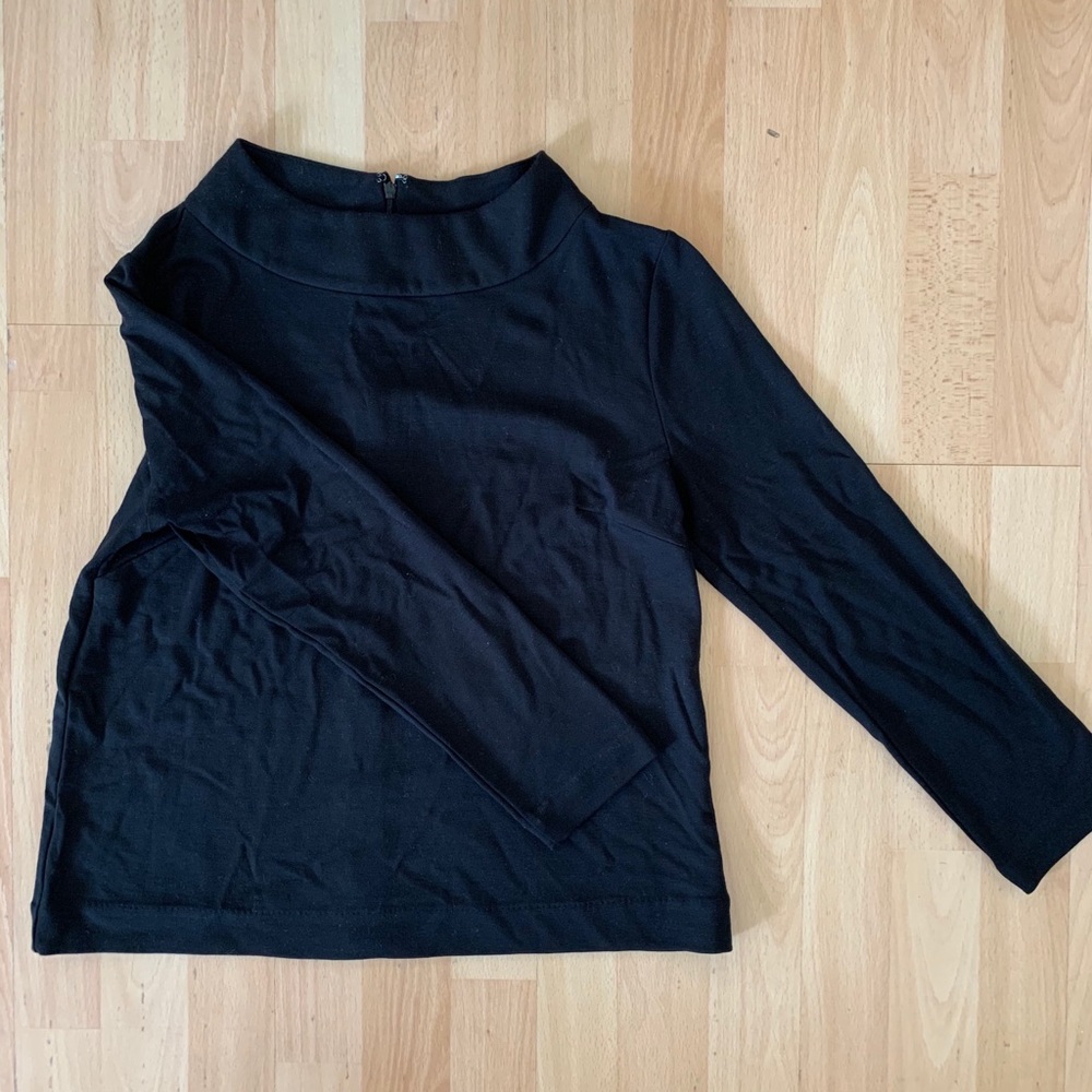 Ann Taylor Black high neck zip back long sleeve